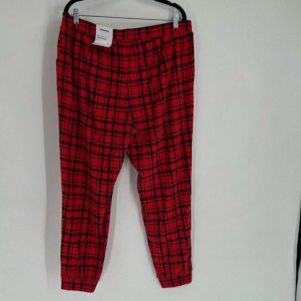 NWT Sonoma Women’s Buffalo Plaid Hi Rise Banded Bottom Everyday Pajama Pants XL - Picture 9 of 13